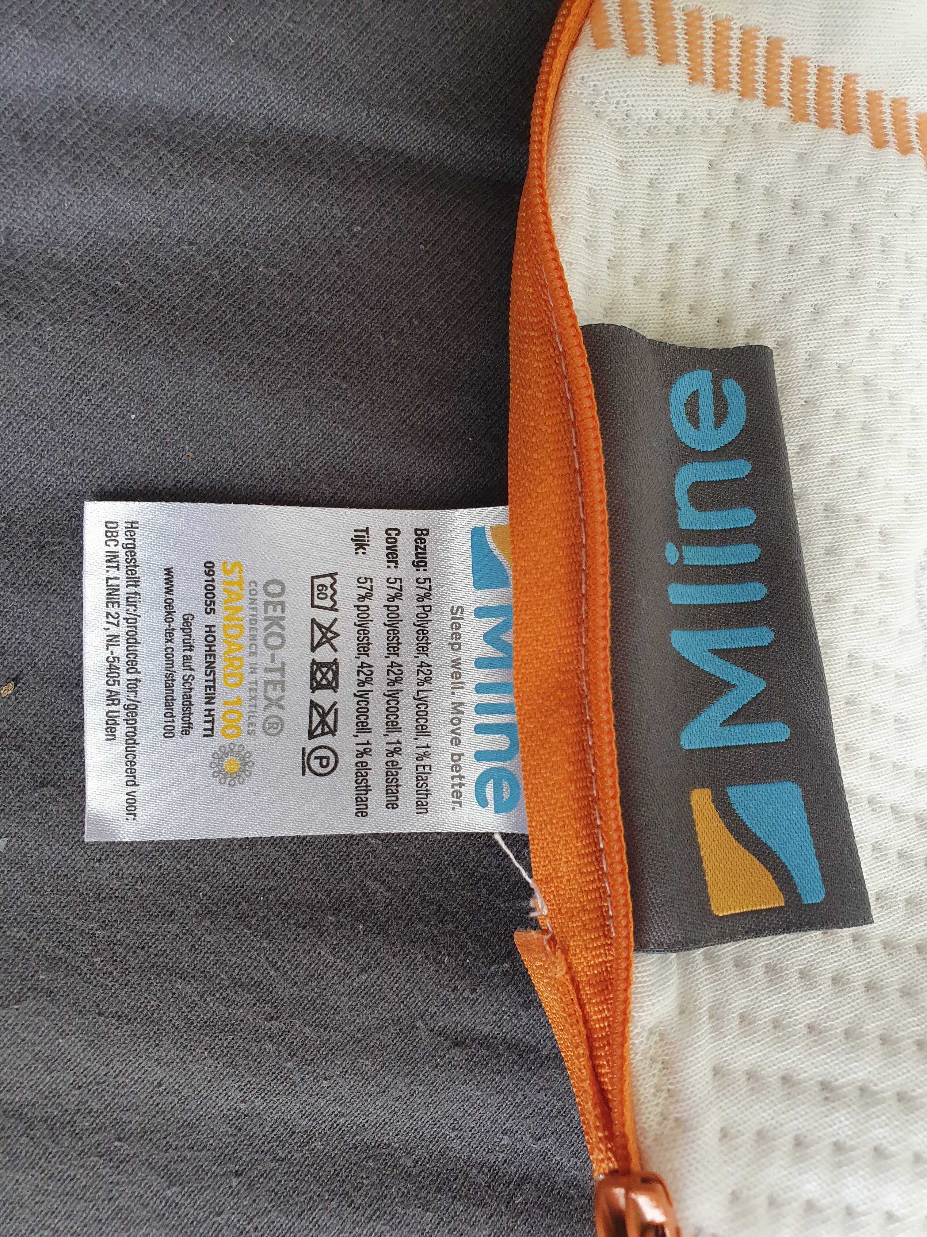 M line Athletic Pillow label